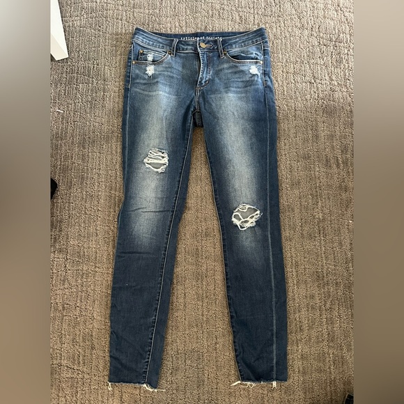 Blue Distressed Skinny Jeans - Picture 1 of 2
